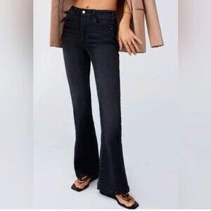 Anthropologie Pilcro Jeans The Icon Black Button Fly Flare High Rise Women Sz 31